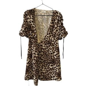 Leopard Print Wrap Mini Dress